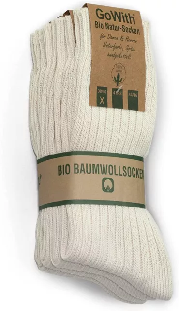 Natural Cotton Socks men & women, 4 pairs, pure undyed seamless organic soft top