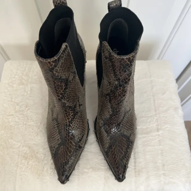 Charles By Charles David Dodger Ankle Boot Studded Snake Print Size 8