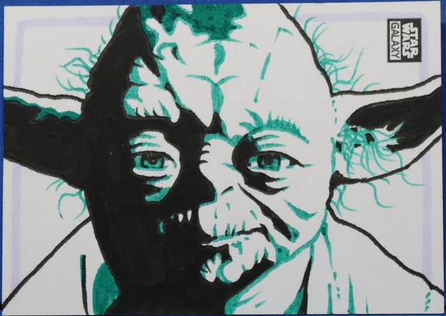 2022 Topps Star Wars GALAXY CHROME 1/1 Sketch Card Yoda Autographed