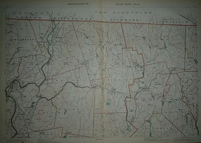 1891 Massachusetts Railroad &Township Map ~ BOYALSTON - MONTAGUE - ATHOL - ETC