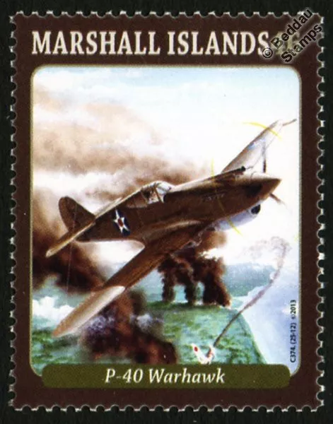 CURTISS P-40 WARHAWK WWII Fighter Aircraft Mint Stamp (2013)