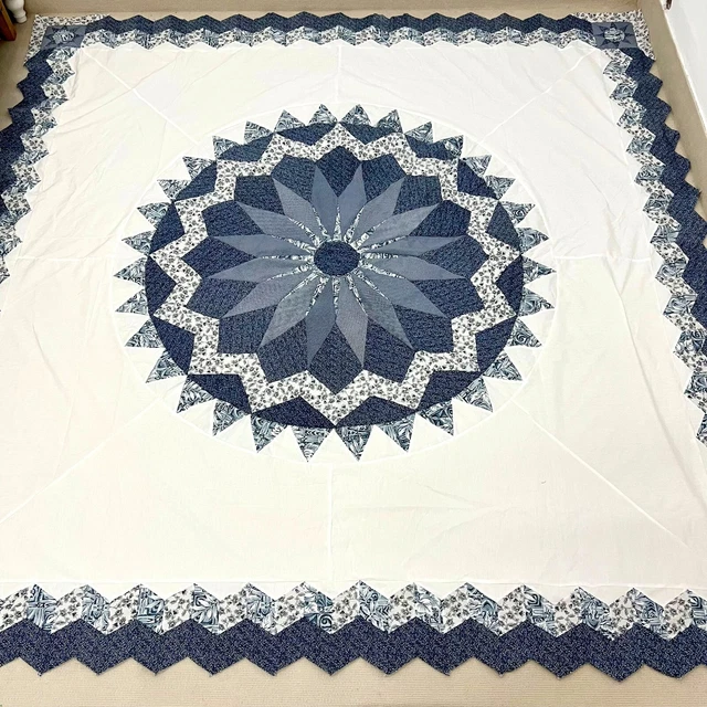 Hecho a mano Mariner's Brújula de Algodón Patchwork Talla Reina Edredón Top/Topper