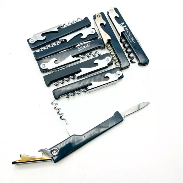 Salute - Folding Corkscrew / Bottle Opener / Foil Cutter - Stainless - LOT of 8