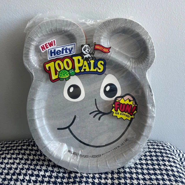 VINTAGE HEFTY ZOO Pals 24 Pack Animal Paper Plates New Old Stock 2001