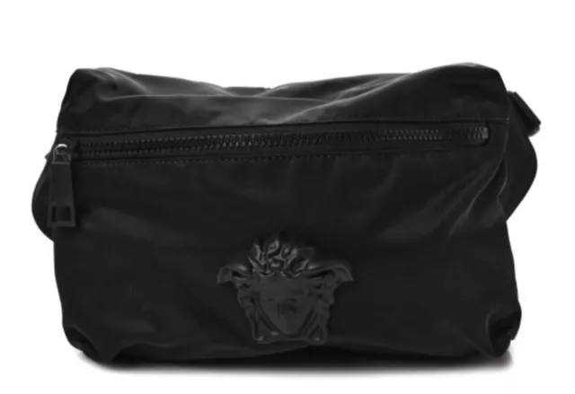 Authentic New Versace Nylon Palazzo Matte Medusa Black Belt Bag NWT 2