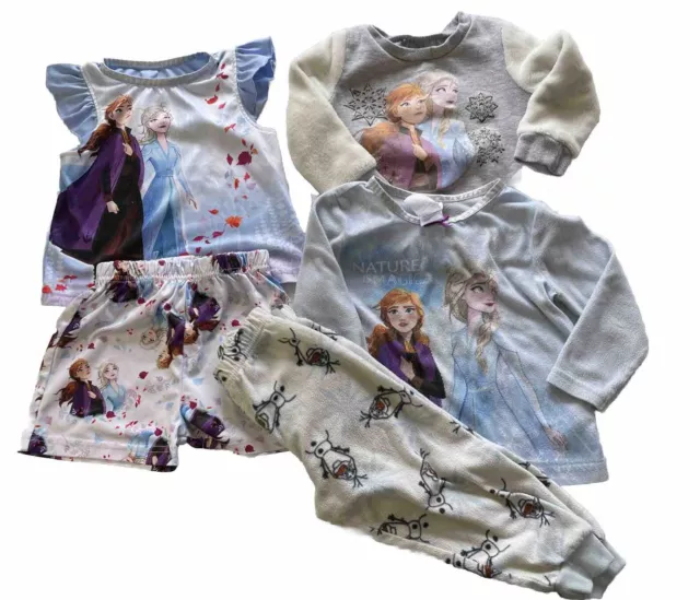 Lot of 5 Disney Frozen II Toddler Girls Sz 2 Pajama Tops, Bottom *Fair Condition