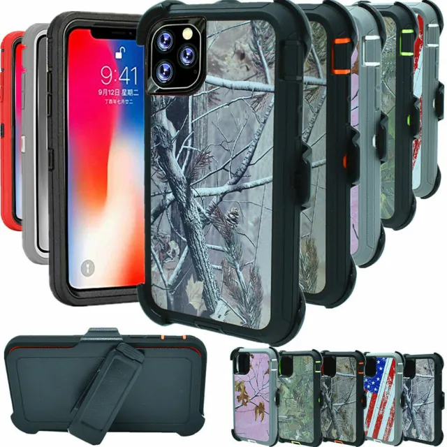 For iPhone 14 / Plus /Pro / MAX / Camo Case W/(Belt Clip Fits Otterbox Defender)