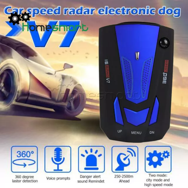 V7 Car Radar High Performance 16 Band 360° Laser Detector English Russian UK