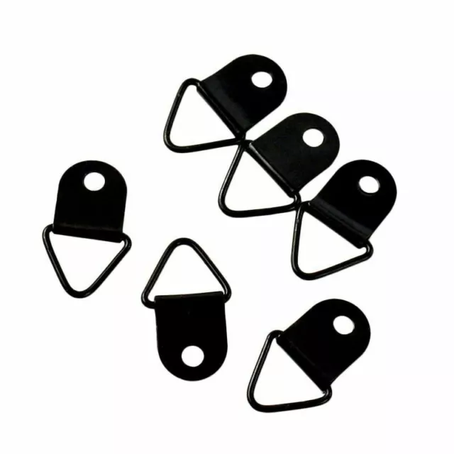 50Pcs Metal Triangle D Ring Photo Picture Frame Wall Mount Black Hanger Hook