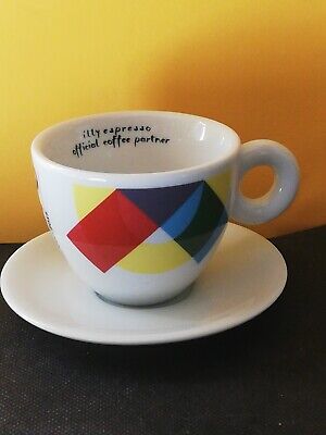 ☕ Nuova Illy Tazza Cappuccino con Piattino Bar Porcellana Bianca Collezione  ☕ 