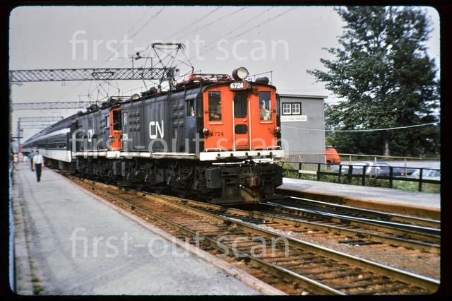 L DUPLICATE SLIDE - Canadain National CN 6724 Boxcab Electric Val Royal PQ 1974