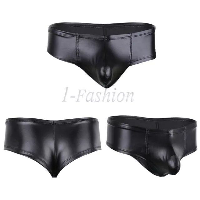 Sexy Men's Leather Underwear Boxer Briefs Panties Shorts Underpants Swim Trunks
