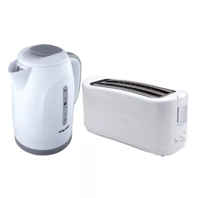 Infapower Cordless Electric Jug Kettle and 4 Slice Toaster Set White