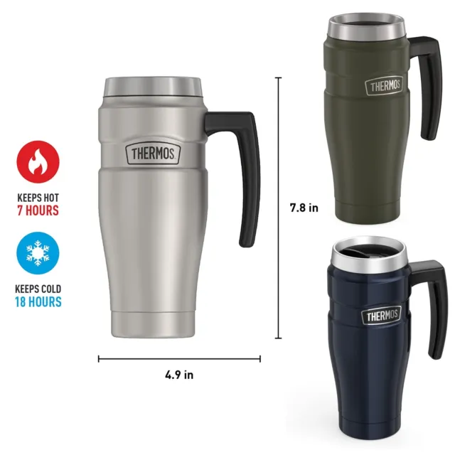 Thermos Steel Stainless King Insulated Travel Mug, 16 Ounce, with Handle