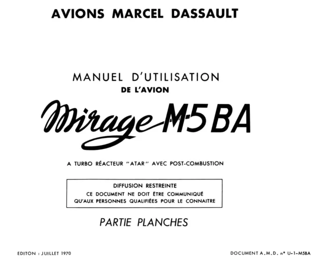 DASSAULT MIRAGE  M5 BA - MANUEL D'UTILISATION.                   DOWNLOAD or DVD