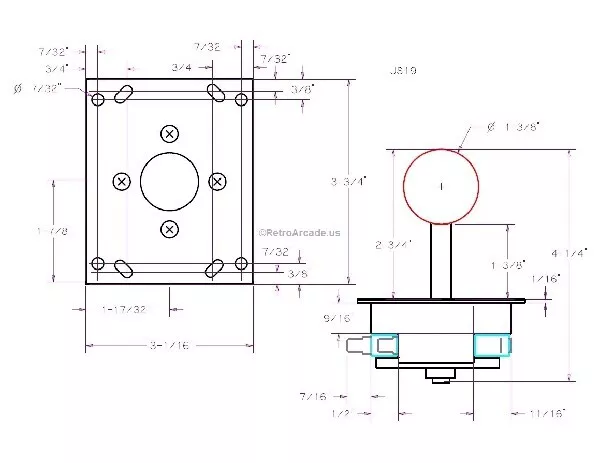 RetroArcade.us Classic balltop Arcade Joystick Red Ball Design 4 or 8-way JS19 2