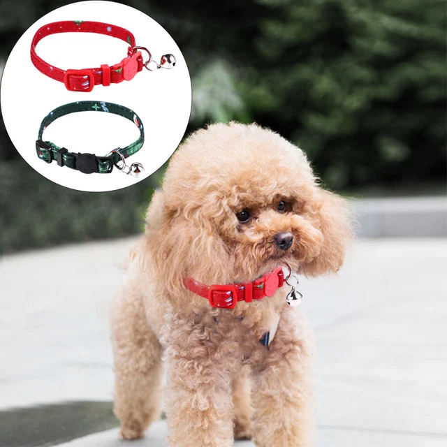 2 PCS Cat Neck Collar Puppy Cloth Adjustable Collars Bells Pendant