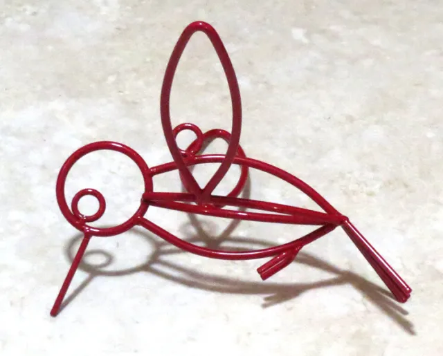 Amish Hand Crafted Wrought Iron Hanging Humming Bird Color Red USA Made NICE!