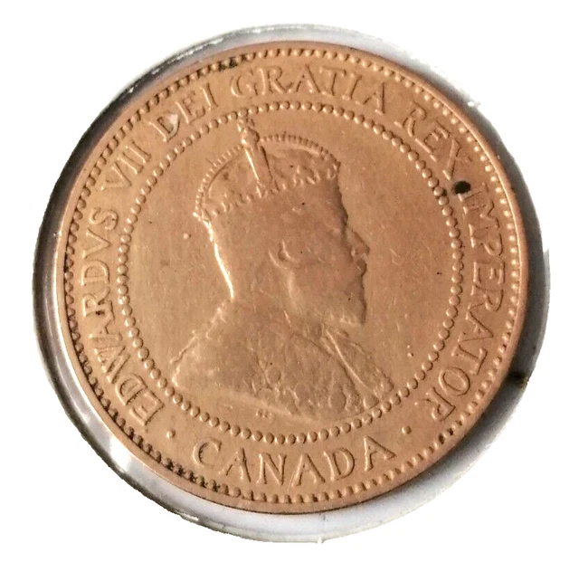 KING EDWARDVS VII CANADA ONE CENT 1c COIN ( 1909 ) EX/FINE CONDITION MH794