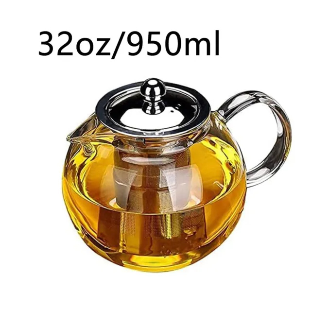 32oz Glass teapot with Infuser Glass Tea Kettle Stovetop Blooming Loose Leaf Tea