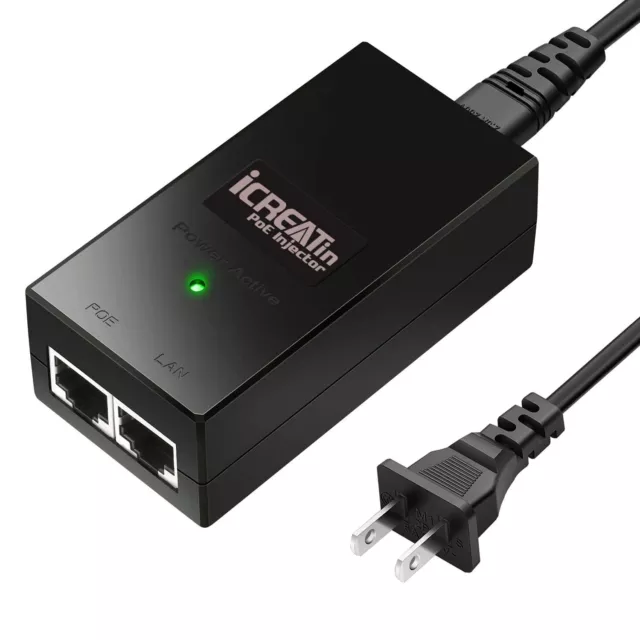 Easy Plug-and-Play POE Injector - 48V 15.4W Power Over Ethernet - 2Gbps Speed