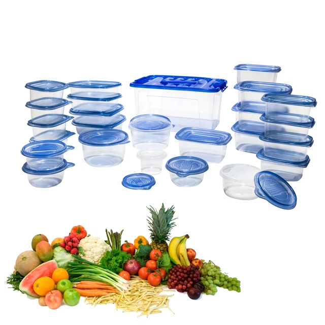 Set Contenitori Alimenti 5 Pezzi - 500ml, Ermetici, Per Frigo E Microonde, Blu - Foto 3