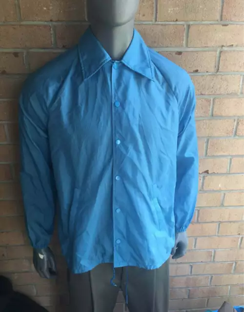 Vintage Mens 1960s sears polyester button blue medium