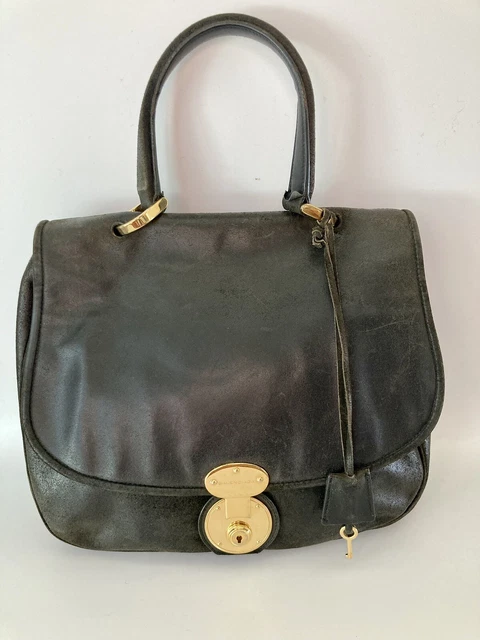 BALENCIAGA PARIS Saddle Work Bag in Distressed Black Leather