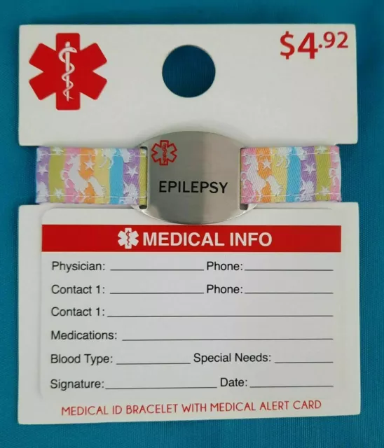 Medical-Alert ID Bracelet Emergency First Aid Cloth Wristband Unisex Epilepsy  1