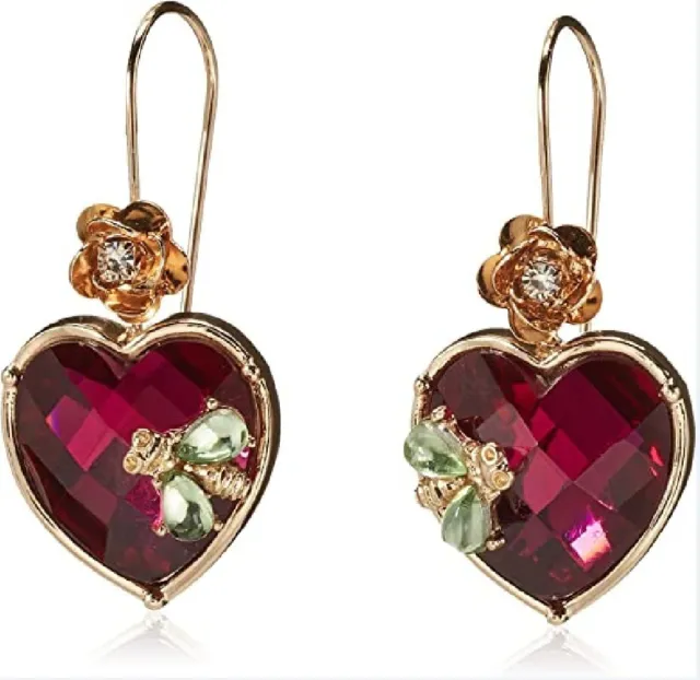 Betsey Johnson Stone Heart Drop Earrings US Seller