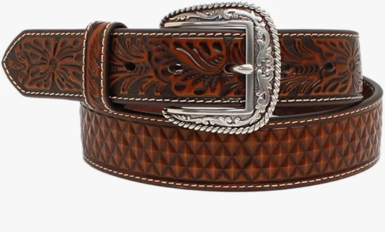 ARIAT Men's Basketweave & Floral Western Belt, Brown, 36