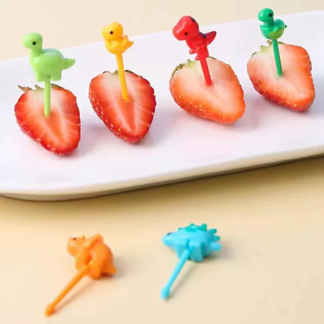 6pcs Animal Farm Dinosaur Fruit Fork Mini Cartoon Children Cake Dessert Pick Th