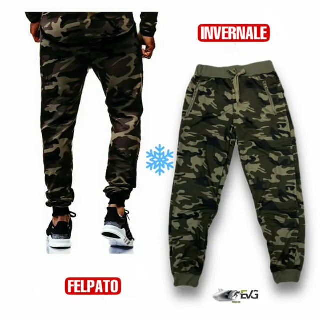 Pantalone Militare Uomo Mimetico Tuta Sport Caccia Slim Fit Elastico Invernale