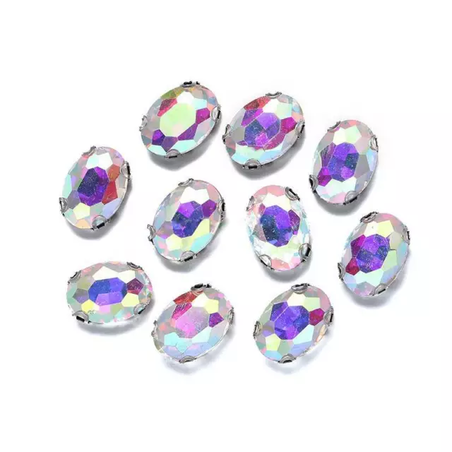 Oval Shape Sew On Flatback Crystal Glass Rhinestones Claw Cup Craft Beads lot