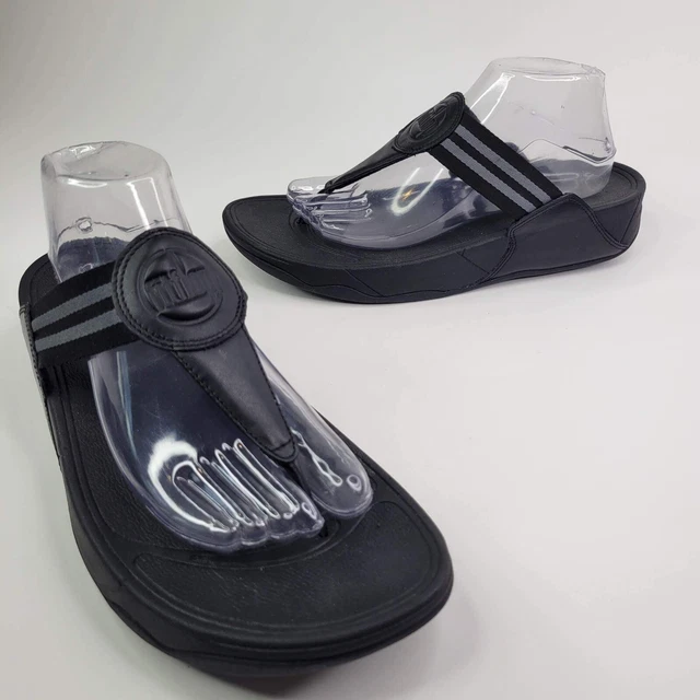 FitFlop Walkstar 3 Womens Sz US 11 Flip Flops Sandals Black Toe Post