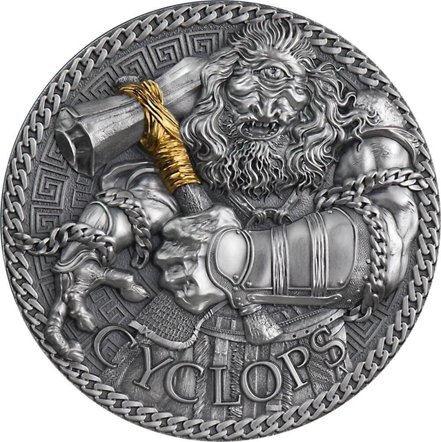 Cyclops The Great Greek Mythology 1 oz Antique finish Silver Coin Cameroon 2022