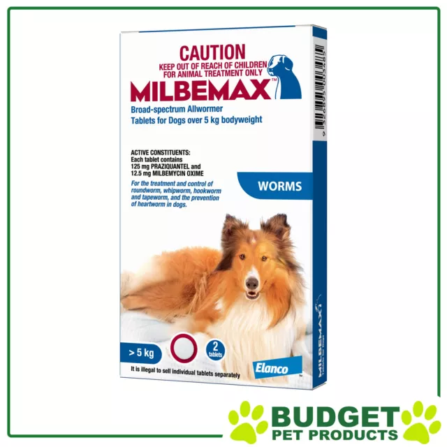 Milbemax Allwormer For Dogs Over 5kg 2 Tablets