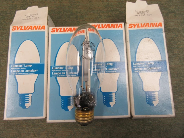 SYLVANIA 67506  LU100  HPS  100 Watt Lumalux  High Pressure Sodium Lamp Lot of 4