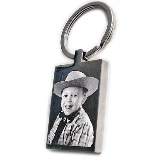 Rectangle Key Chain photo and text engraved, Personalised Keyring solid Stainles 3