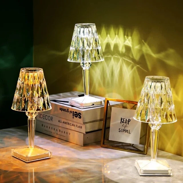 Poldina Lampada da Tavolo LED Dimmerabile - Ricaricabile USB Effetto Cristallo
