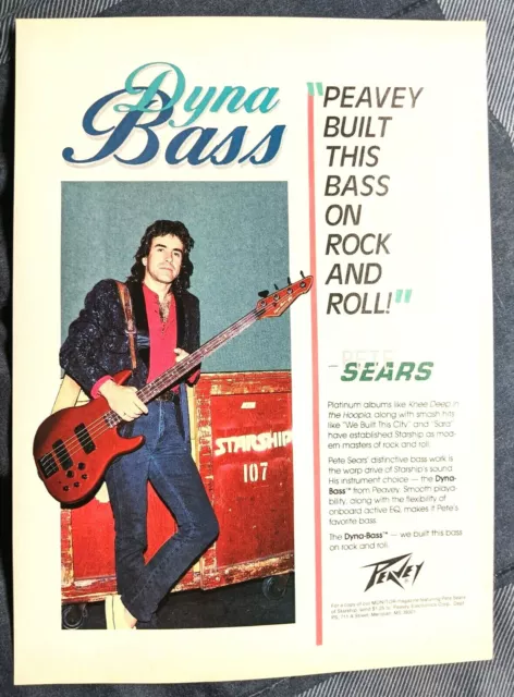 Pete Sears / Jefferson Starship / Peavey Dyna Bass Guitars Magazine Print Ad