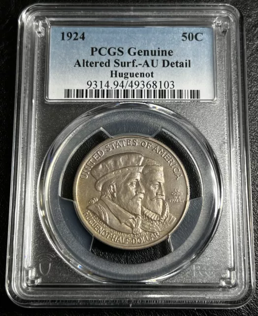 1924 Huguenot Commemorative Silver Half Dollar 50C PCGS  Uncirculated Detail