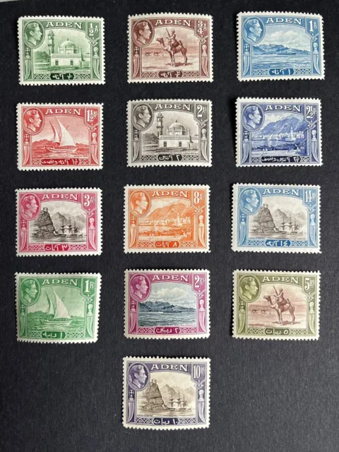 Aden KGVI 1939 set of 13; SG16/27; fine Mint Hinged; cat £120.