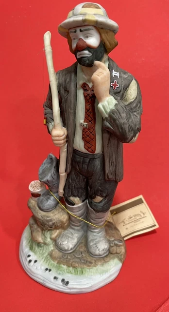 VTG Emmet Kelly Jr Clown Figure Fisherman Porcelain Fishing Detailed Base
