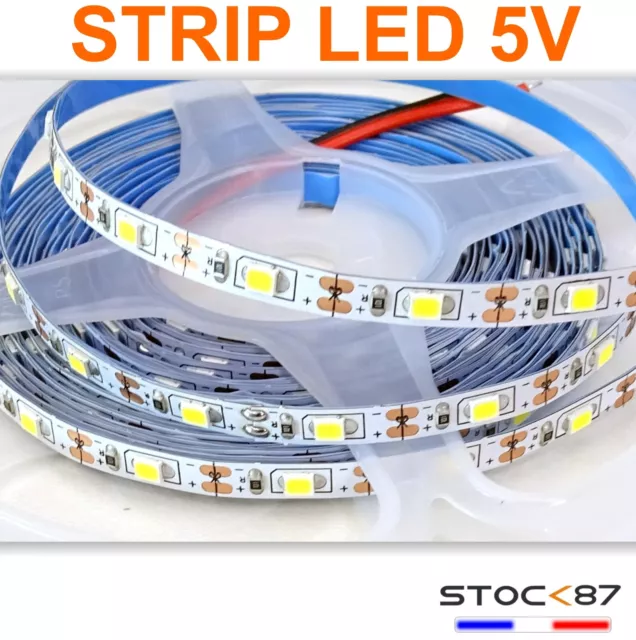 1 à 5m strip led 5v 60LED/m Blanc - blanc chaud - blanc neutre - ruban LED