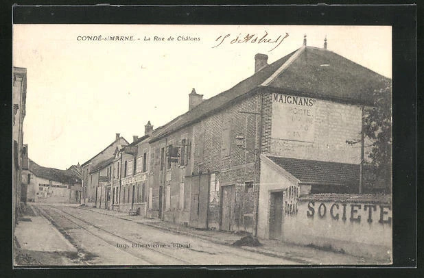 CPA Condé-sur-Marne, Le Rue de Châlons, vue partielle