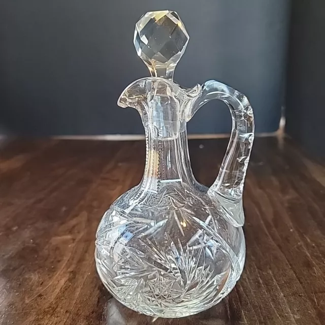 Antique American Brilliant Crystal Glass Decanter Star Pitcher Formal Dining