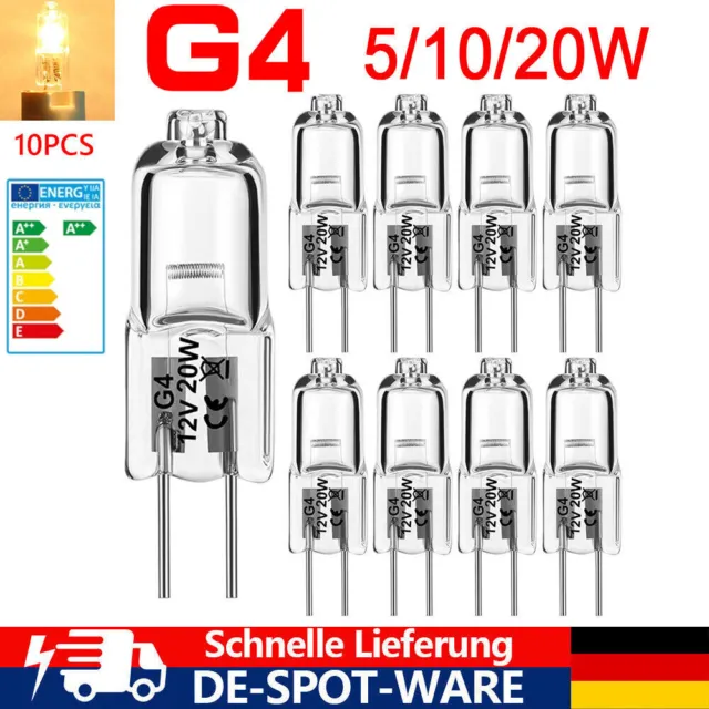 10er Halogen-Lampe Bi-Pin Stiftsockellampe G4 12V 5W 10W 20W dimmbar DE Fqexxmex