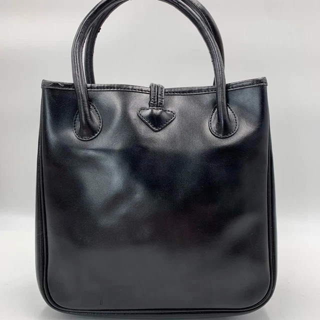 Longchamp Roseau Leather Handbag Tote Bag Hose Logo Toggle Black 2