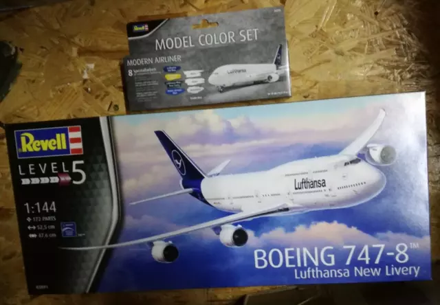 Boeing 747-8i LUFTHANSA New Livery 1/144 Revell & Lufthansa Farbset OVP